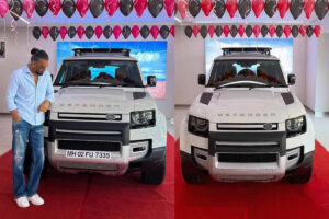 sunil shatty with his car land rover